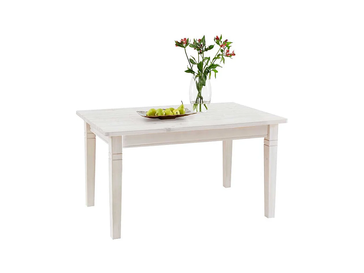 Massivholz Esstisch in Weiß Kiefer