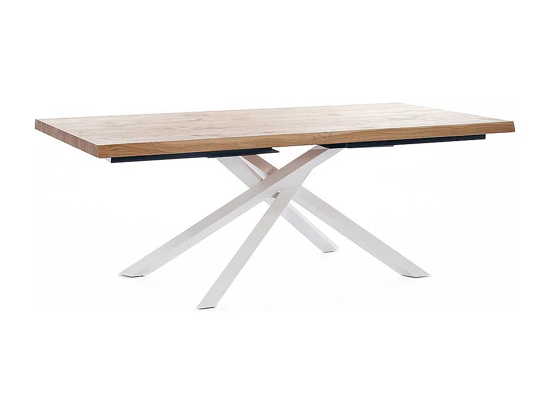 Esszimmertisch mit Eiche furniert Mikado Fußgestell in Weiß