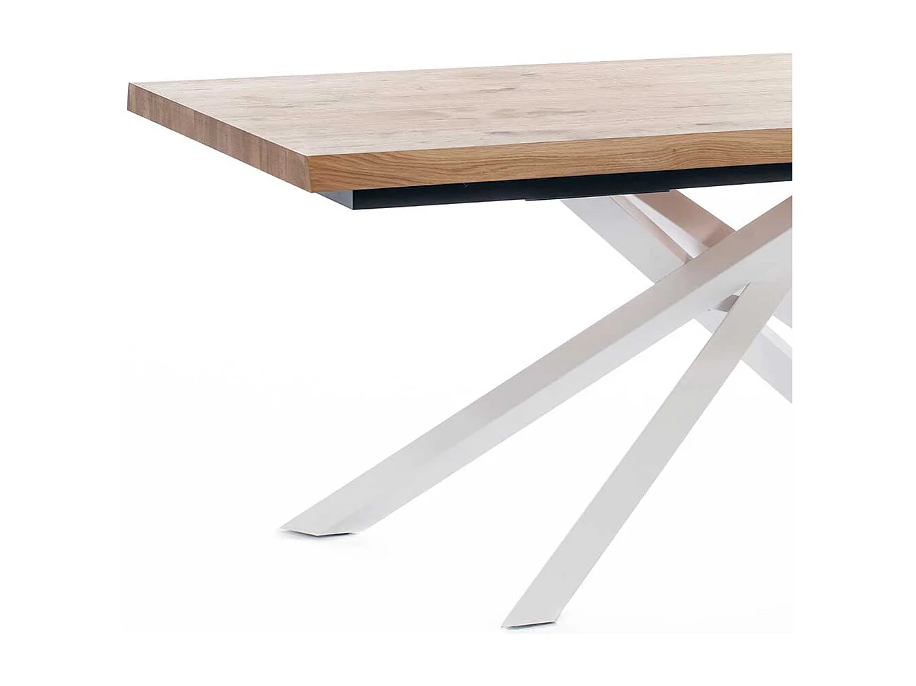 Esszimmertisch mit Eiche furniert Mikado Fußgestell in Weiß
