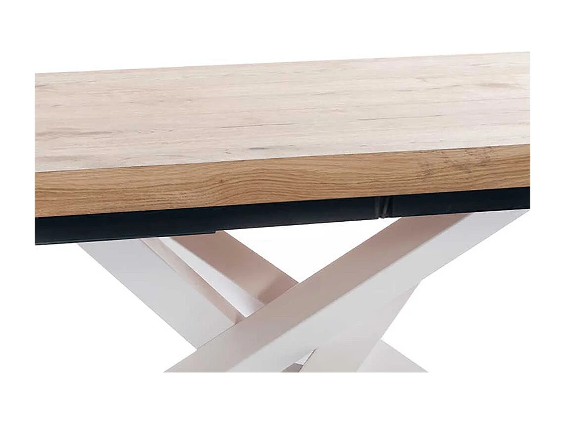 Esszimmertisch mit Eiche furniert Mikado Fußgestell in Weiß