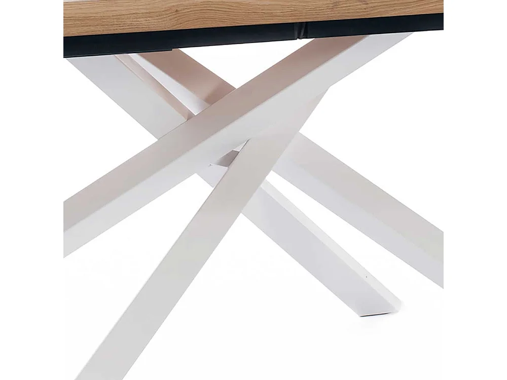 Esszimmertisch mit Eiche furniert Mikado Fußgestell in Weiß