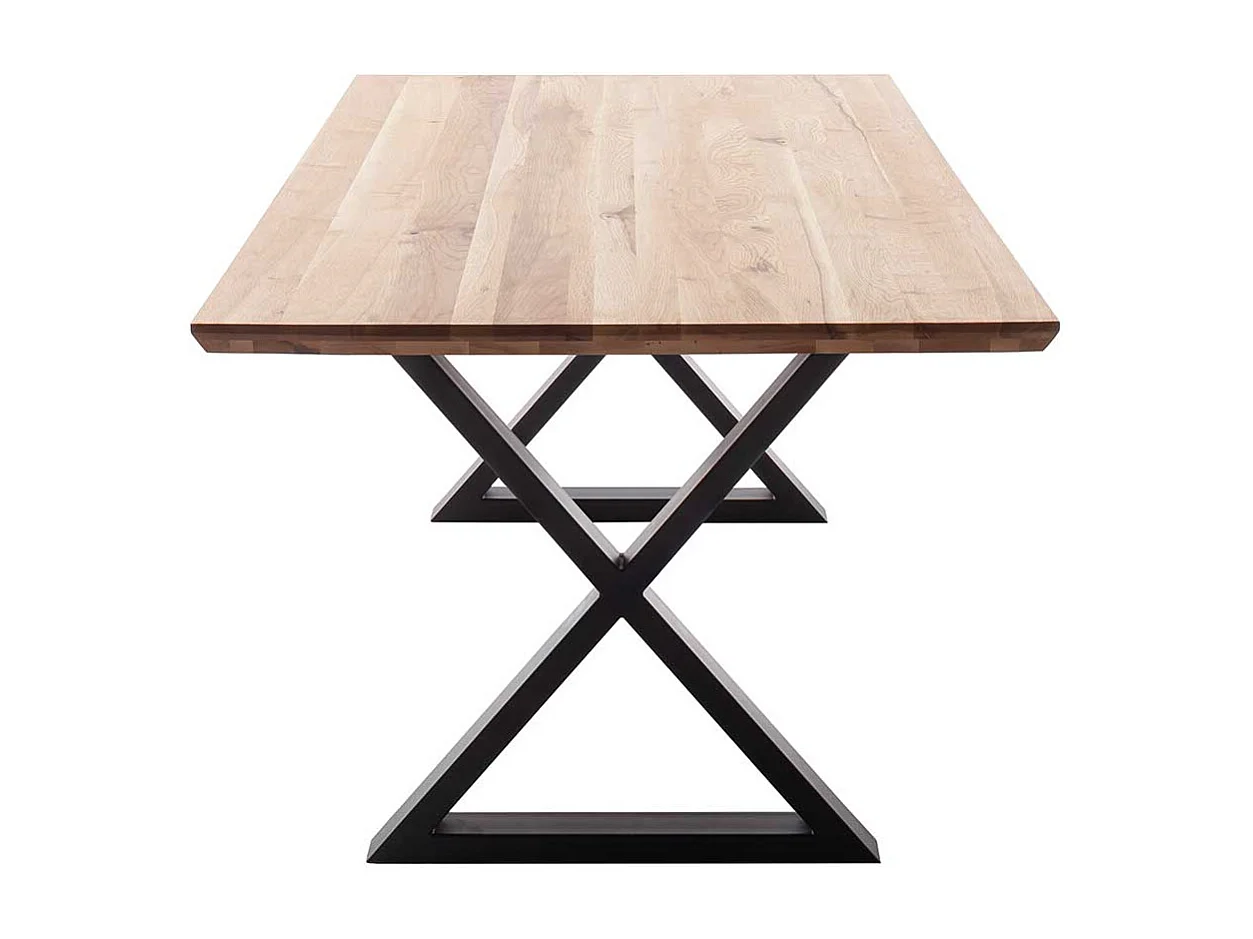 Esstisch Holztisch massiv im Industry und Loft Stil mit X Gestell