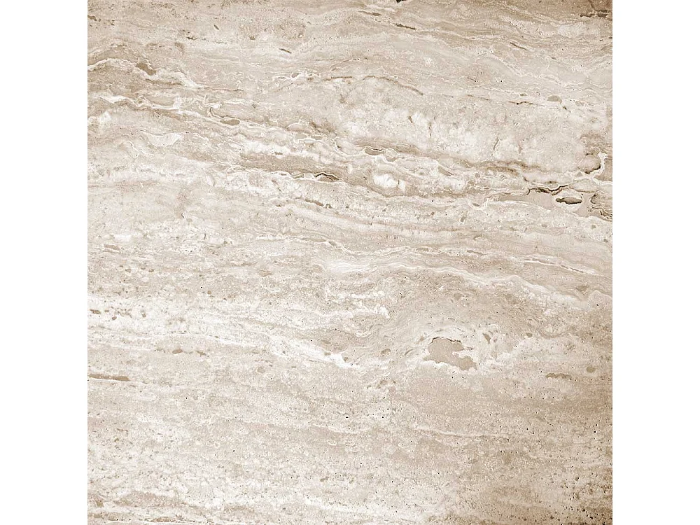 Runder Esstisch aus Eiche Massivholz White Wash Marmorplatte in Beige