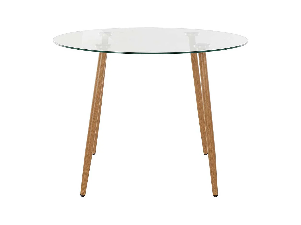 Esszimmer Glastisch im Skandi Design rund