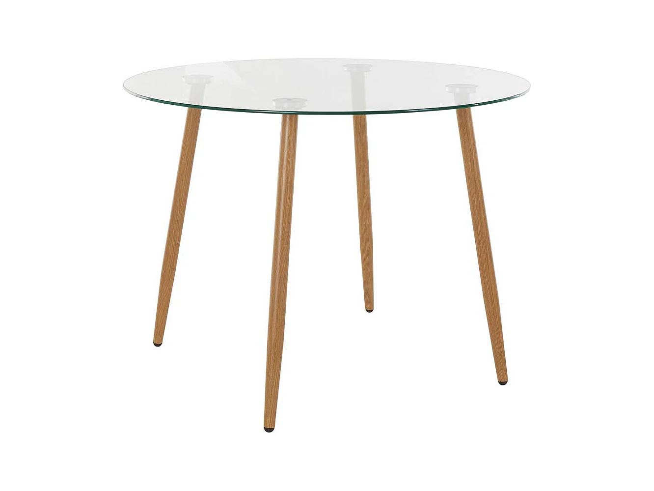 Esszimmer Glastisch im Skandi Design rund