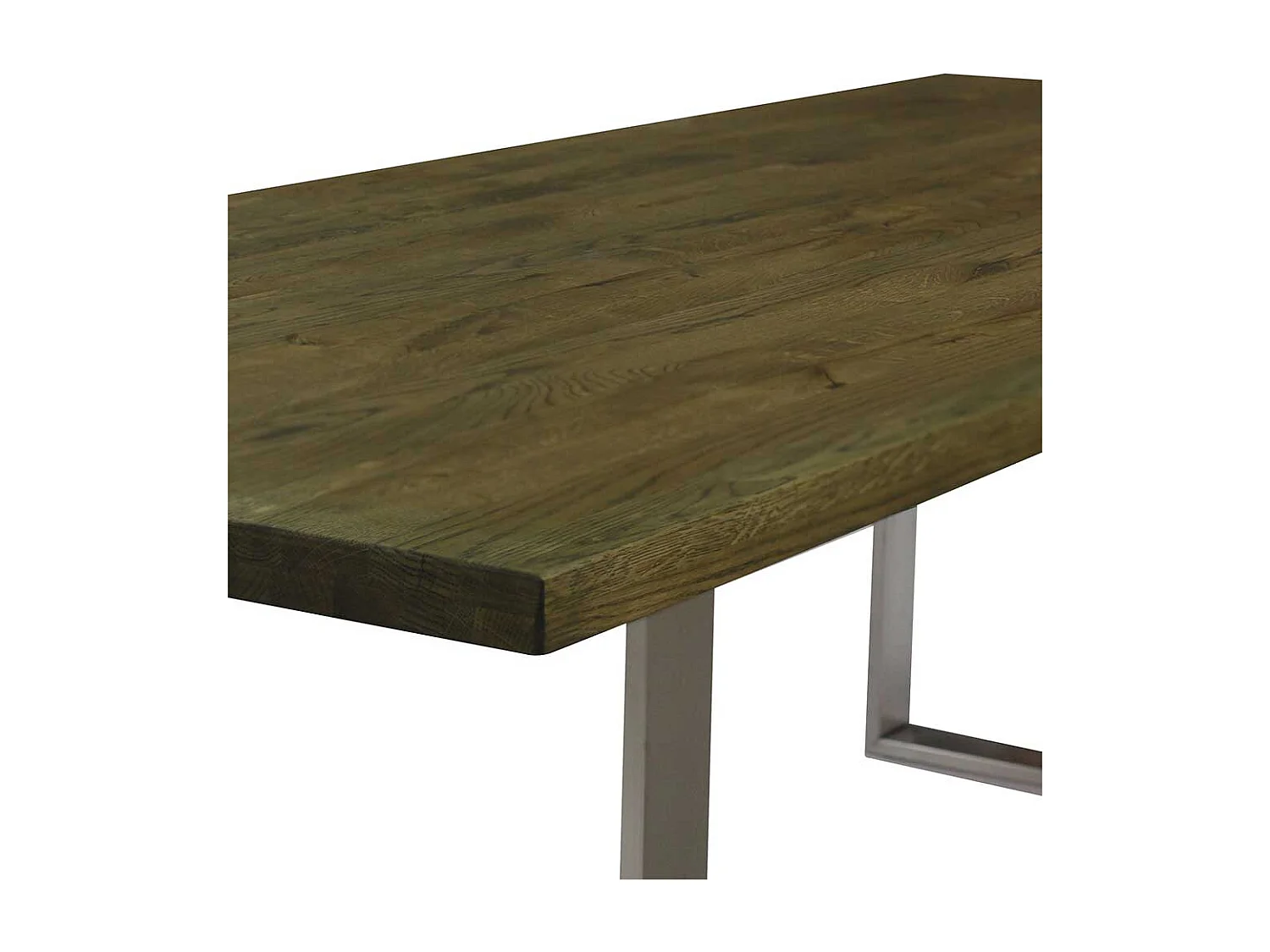 Esszimmer Tisch aus Eiche Massivholz und Edelstahl 75 cm hoch