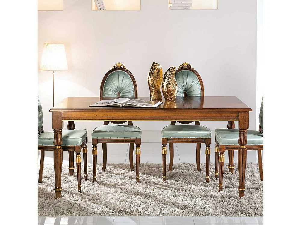 Exklusiver Esstisch im klassischen Stil Holz Braun und Goldfarben