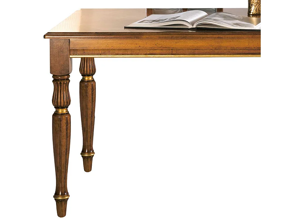 Exklusiver Esstisch im klassischen Stil Holz Braun und Goldfarben