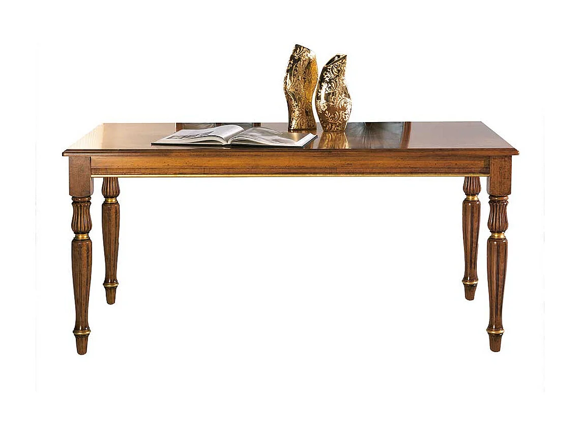 Exklusiver Esstisch im klassischen Stil Holz Braun und Goldfarben