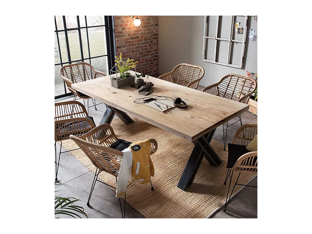 Gerüstholz Tisch Metallgestell X Form modernem Design