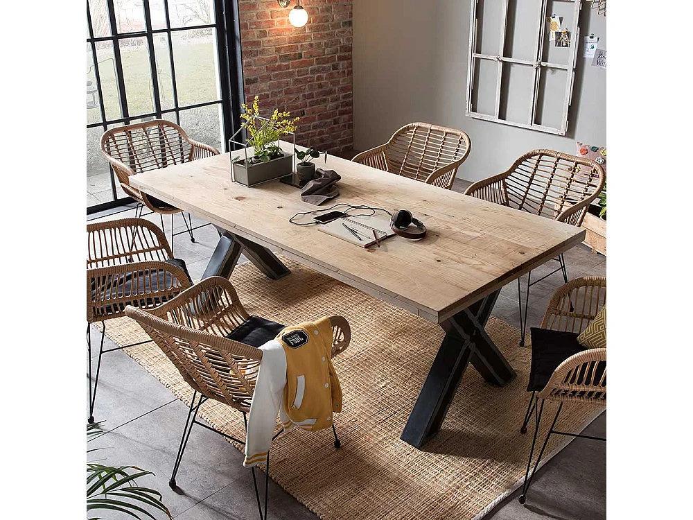 Gerüstholz Tisch Metallgestell X Form modernem Design