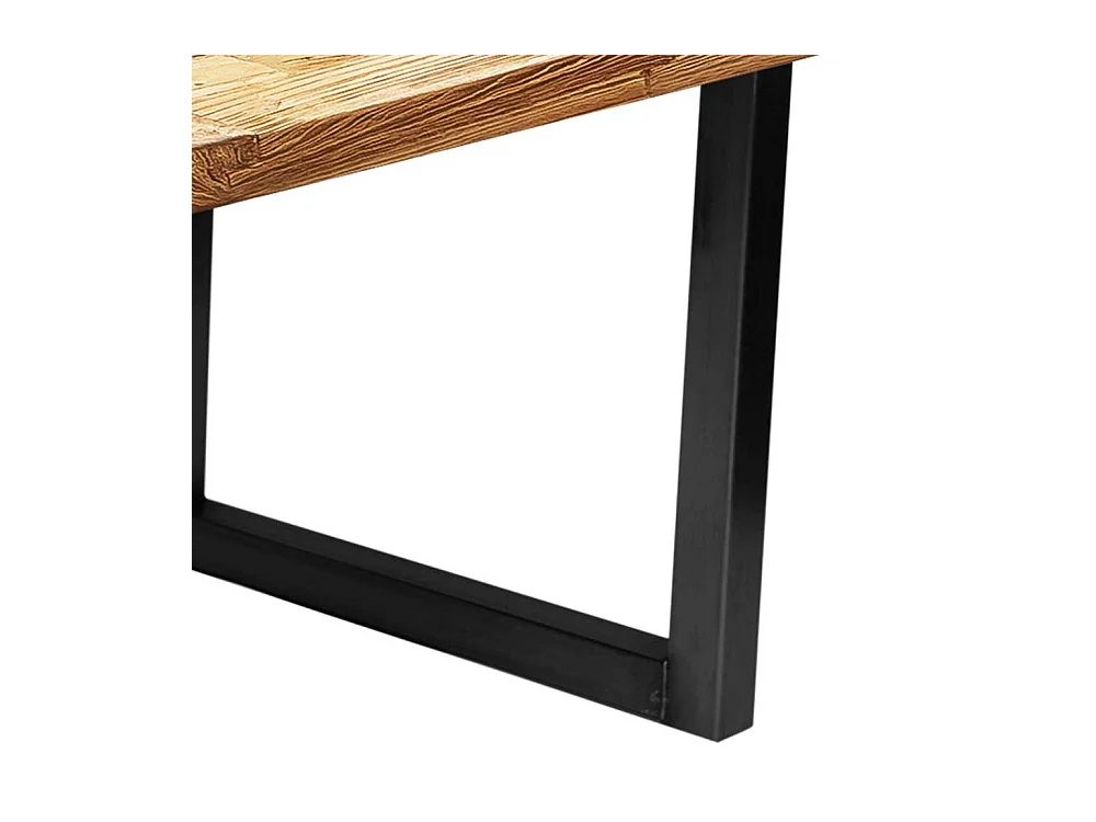 Design Esszimmertisch aus Teak Recyclingholz und Stahl 100 cm tief