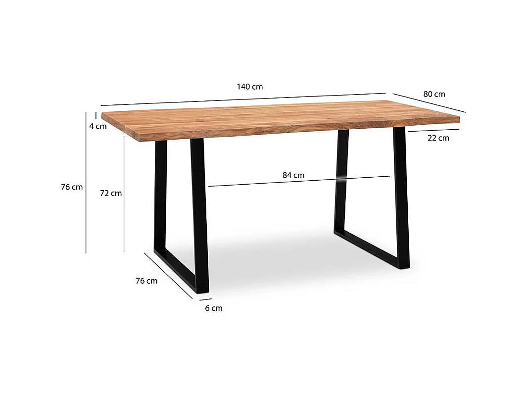 Esstisch Baumkantentisch im Industry und Loft Stil mit Bügelgestell