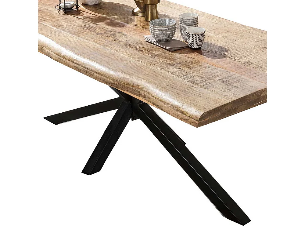 Esstisch aus Mangobaum Massivholz und Eisen Loft Design