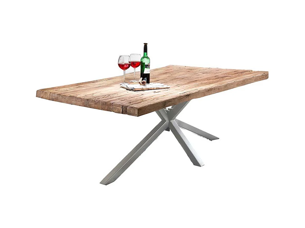 Küchentisch rustikal aus Teak Recyclingholz Metall