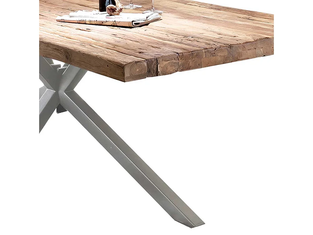 Küchentisch rustikal aus Teak Recyclingholz Metall