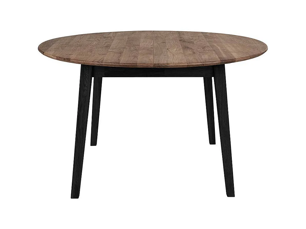 Runder Massivtisch in Eiche Rauchfarben geölt Schwarz