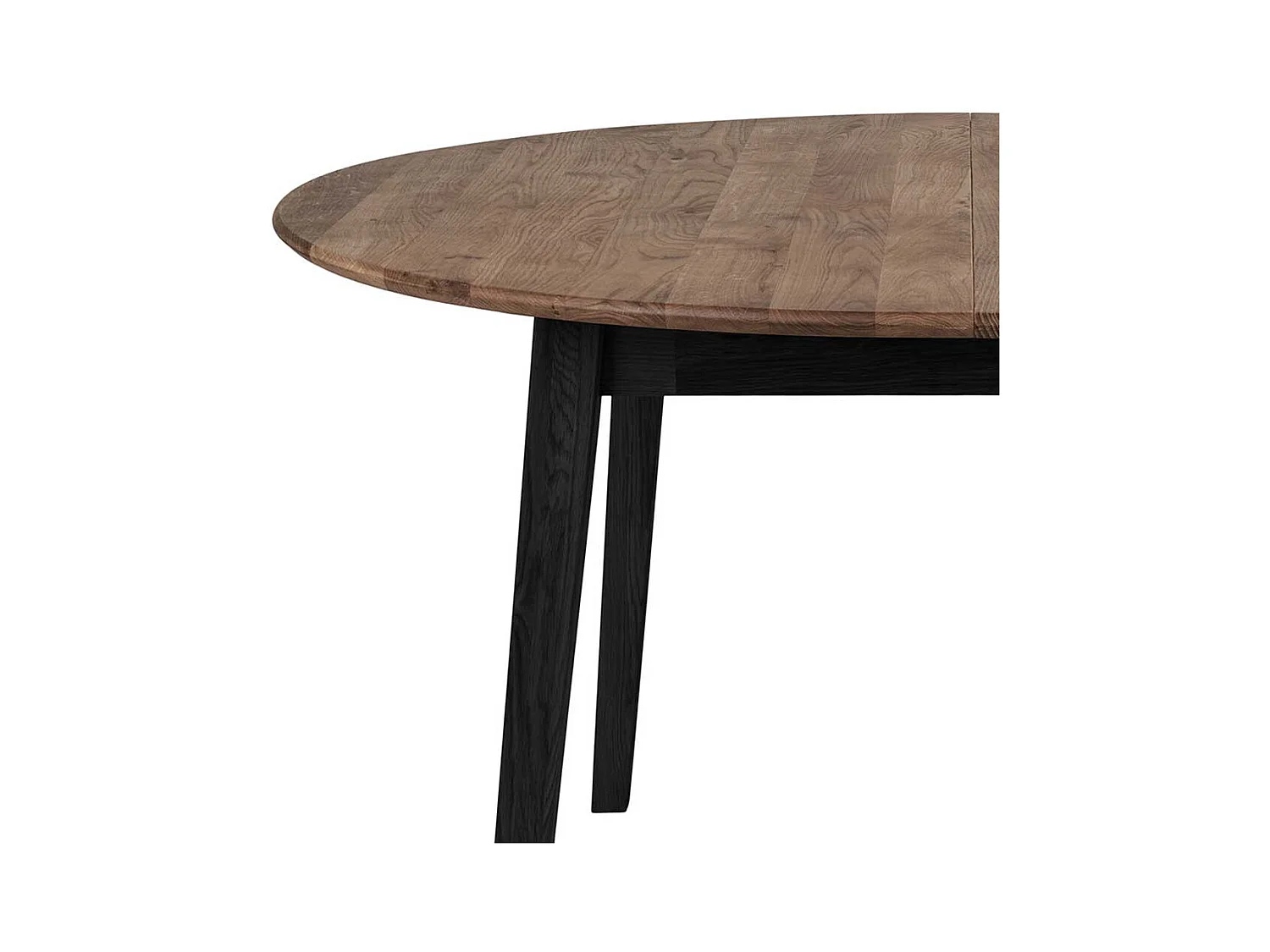 Runder Massivtisch in Eiche Rauchfarben geölt Schwarz