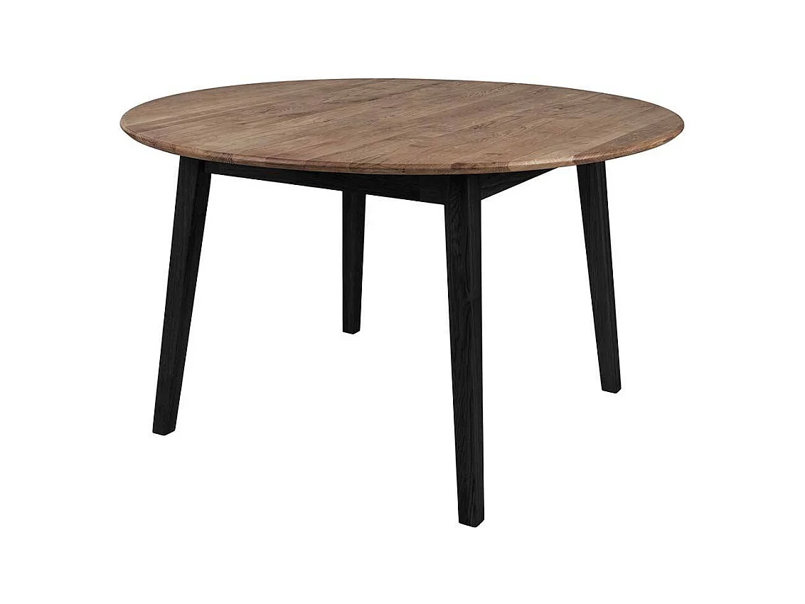 Runder Massivtisch in Eiche Rauchfarben geölt Schwarz