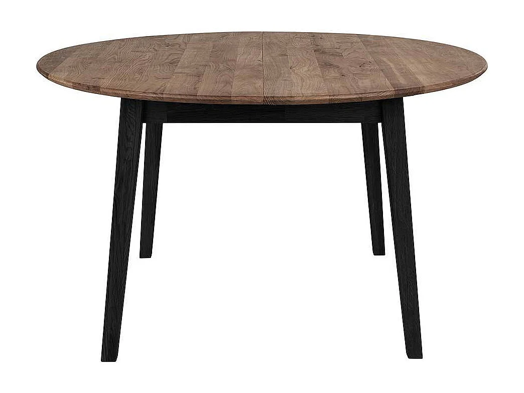 Runder Massivtisch in Eiche Rauchfarben geölt Schwarz