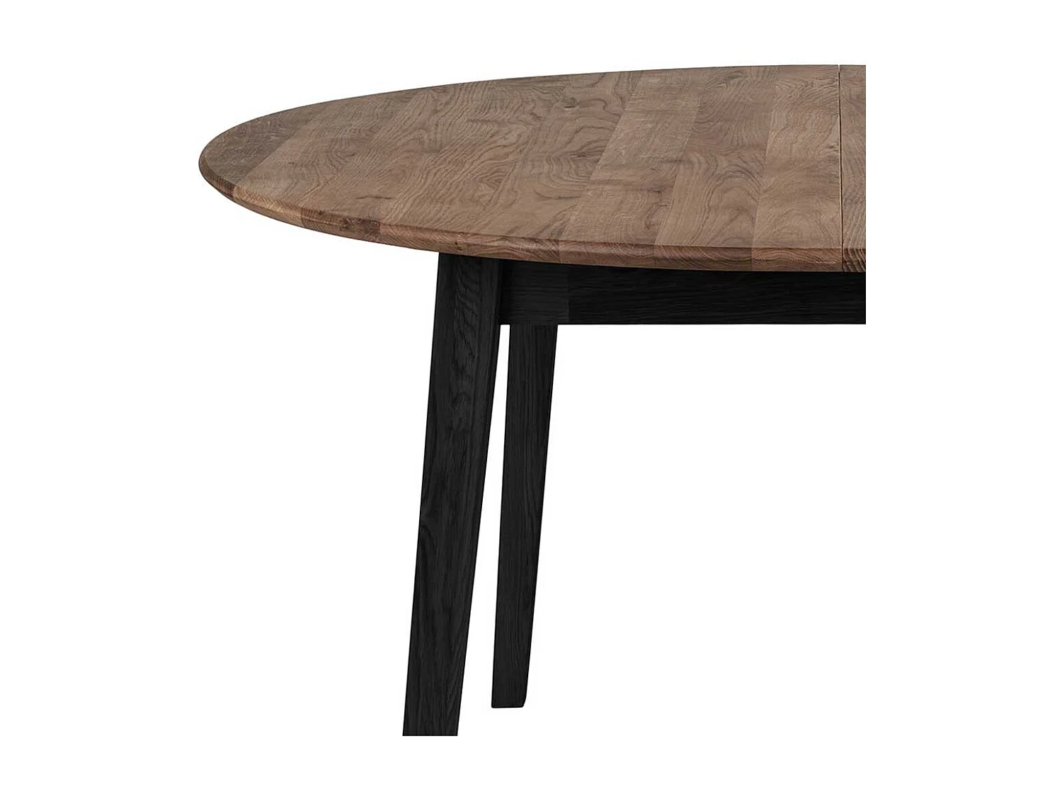 Runder Massivtisch in Eiche Rauchfarben geölt Schwarz
