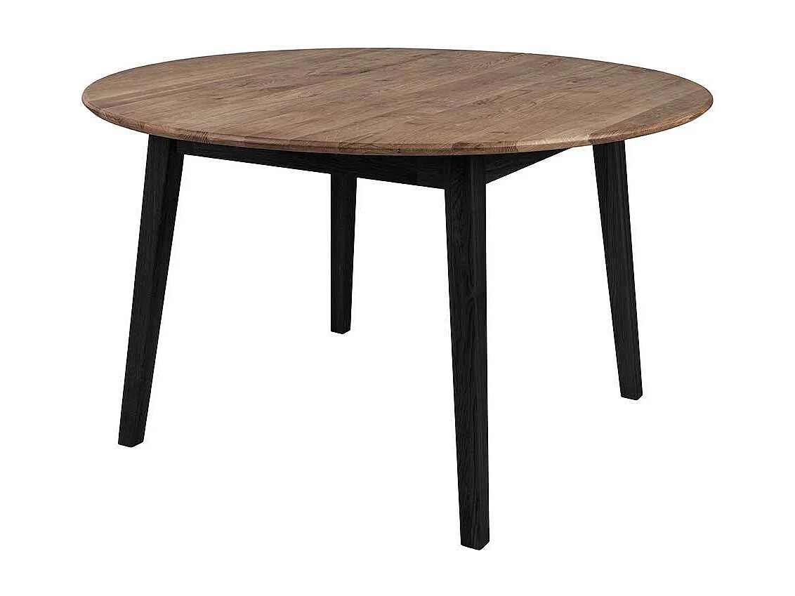 Runder Massivtisch in Eiche Rauchfarben geölt Schwarz