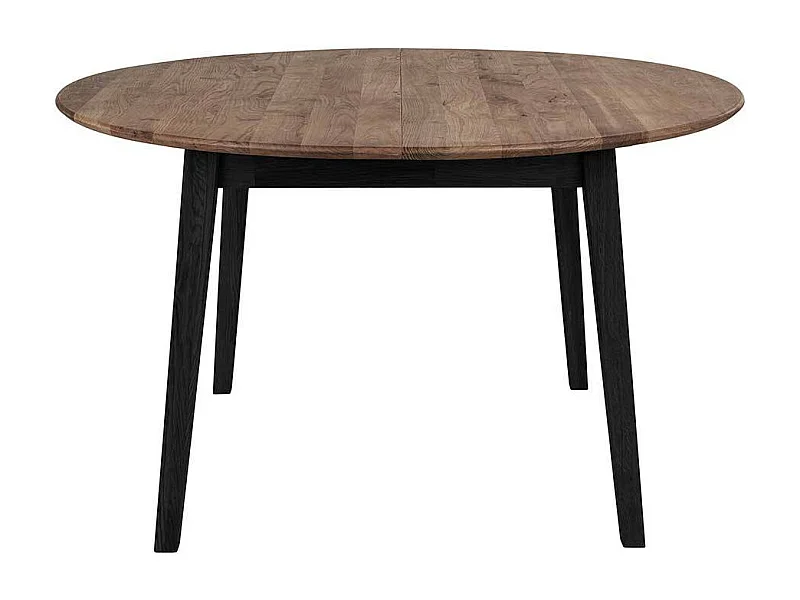 Runder Massivtisch in Eiche Rauchfarben geölt Schwarz