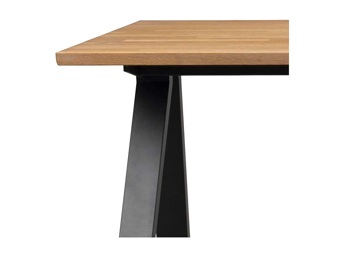 Moderner Esstisch aus Eiche Massivholz und Metall Vierfußgestell