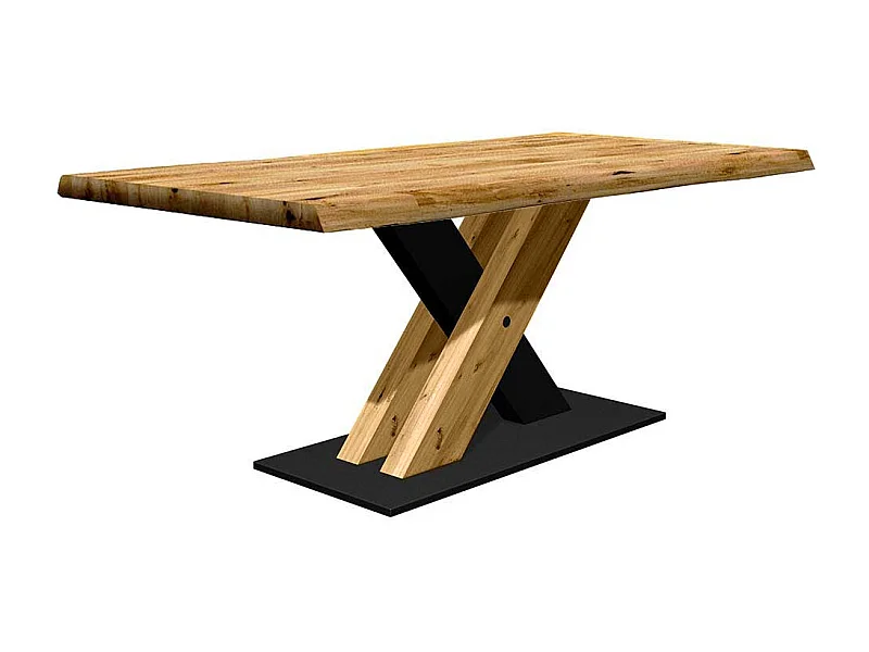 Massiver Esstisch aus Eiche und Metall natürlicher Baumkante