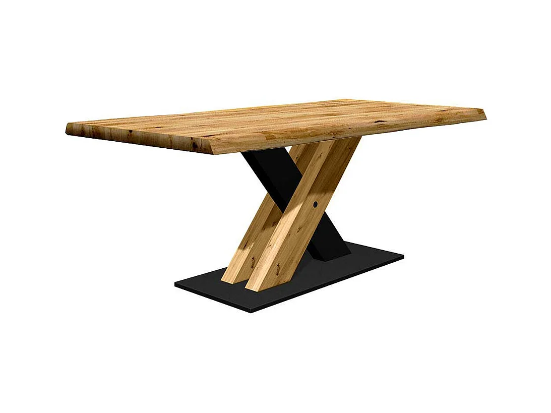 Massiver Esstisch aus Eiche und Metall natürlicher Baumkante