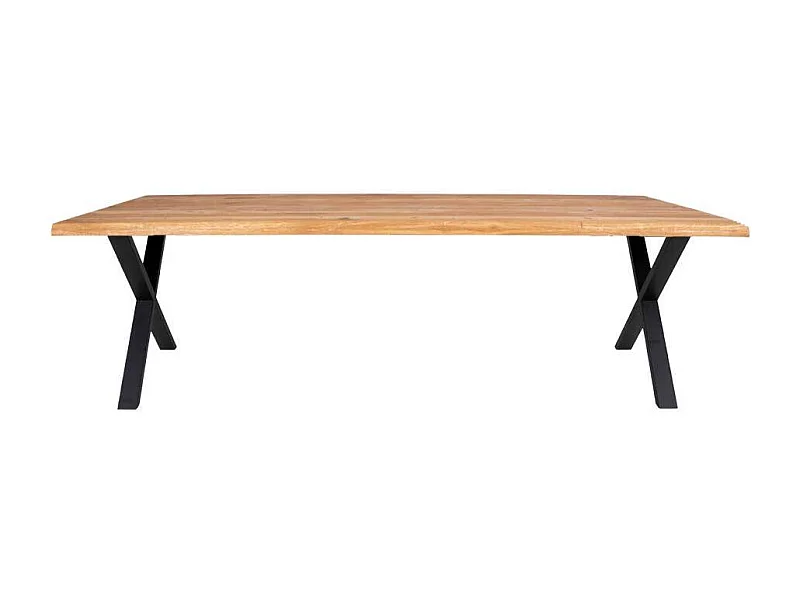 Tisch Massivholz Eiche mit X Gestell Schwarz