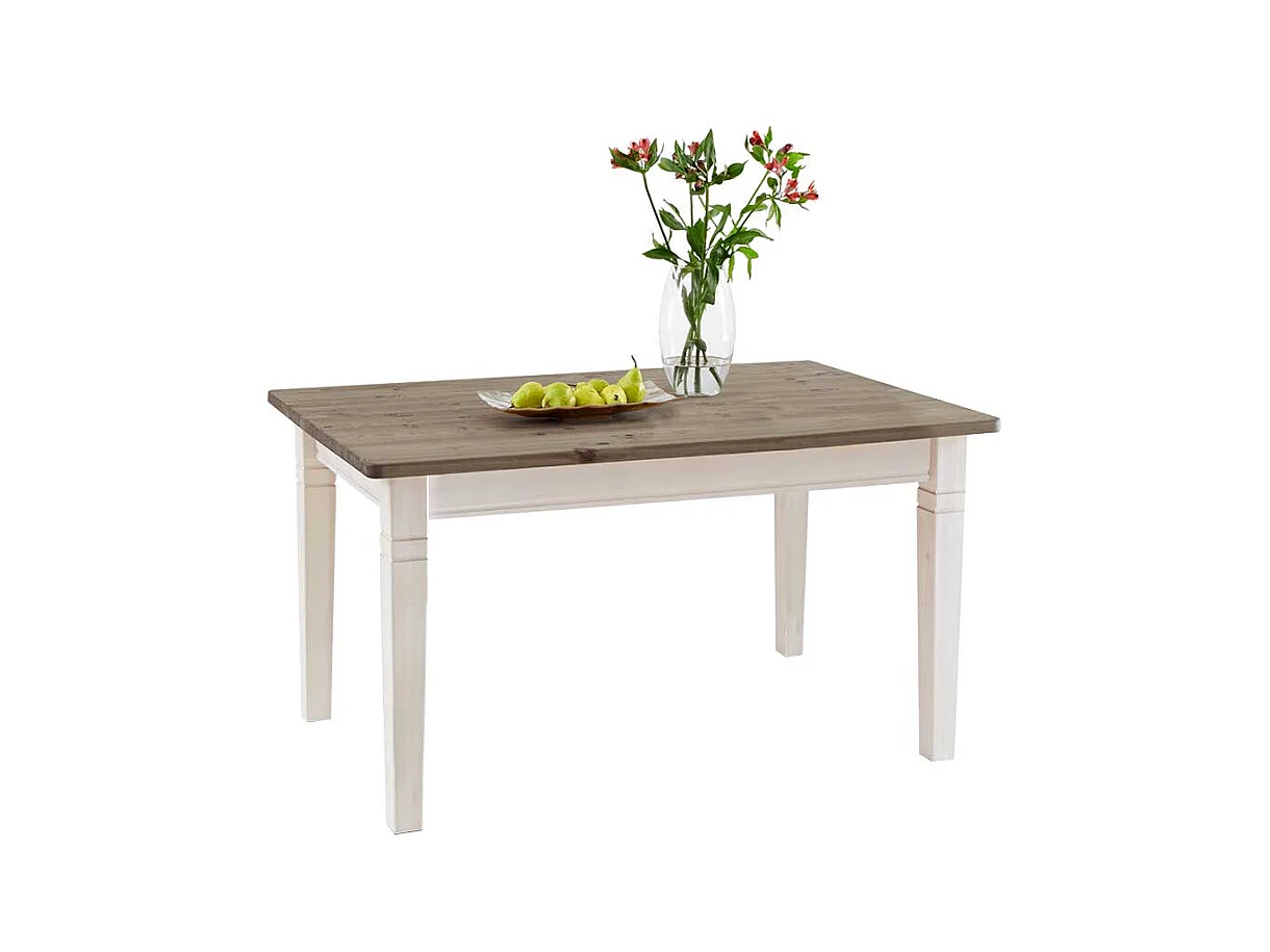 Landhaus Esstisch in Weiß Grau Kiefer massiv