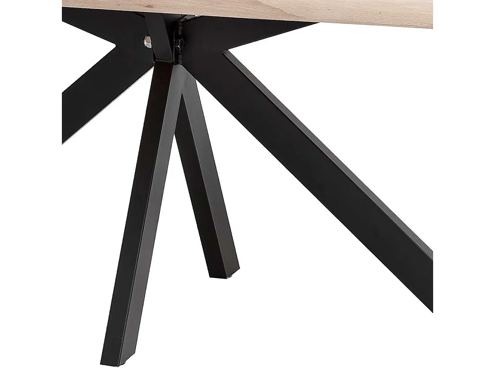 Baumkanten Esstisch aus Eiche White Wash massiv Spider Gestell aus Metall