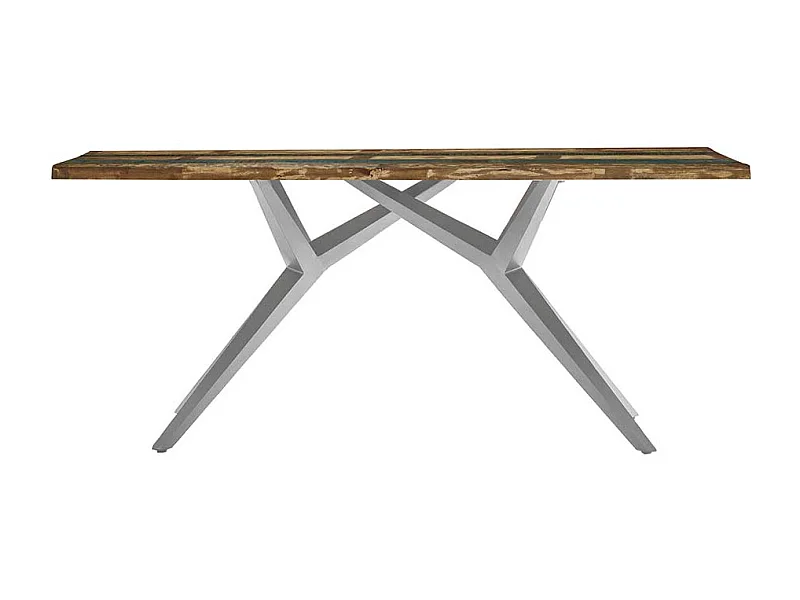 Esstisch aus Recyclingholz Bunt und Antiksilberfarben