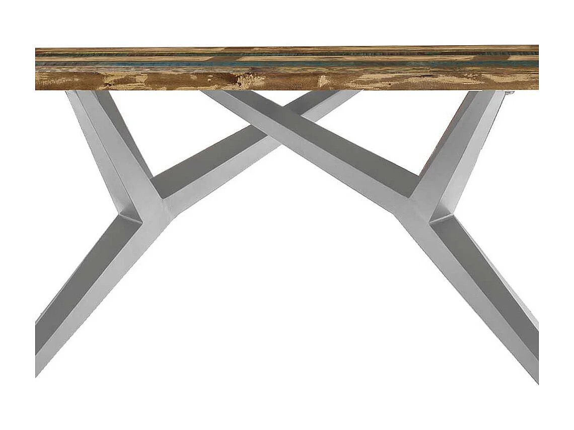 Esstisch aus Recyclingholz Bunt und Antiksilberfarben