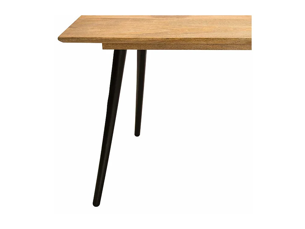 Esszimmer Tisch aus Mangobaum Massivholz und Metall Retro Design