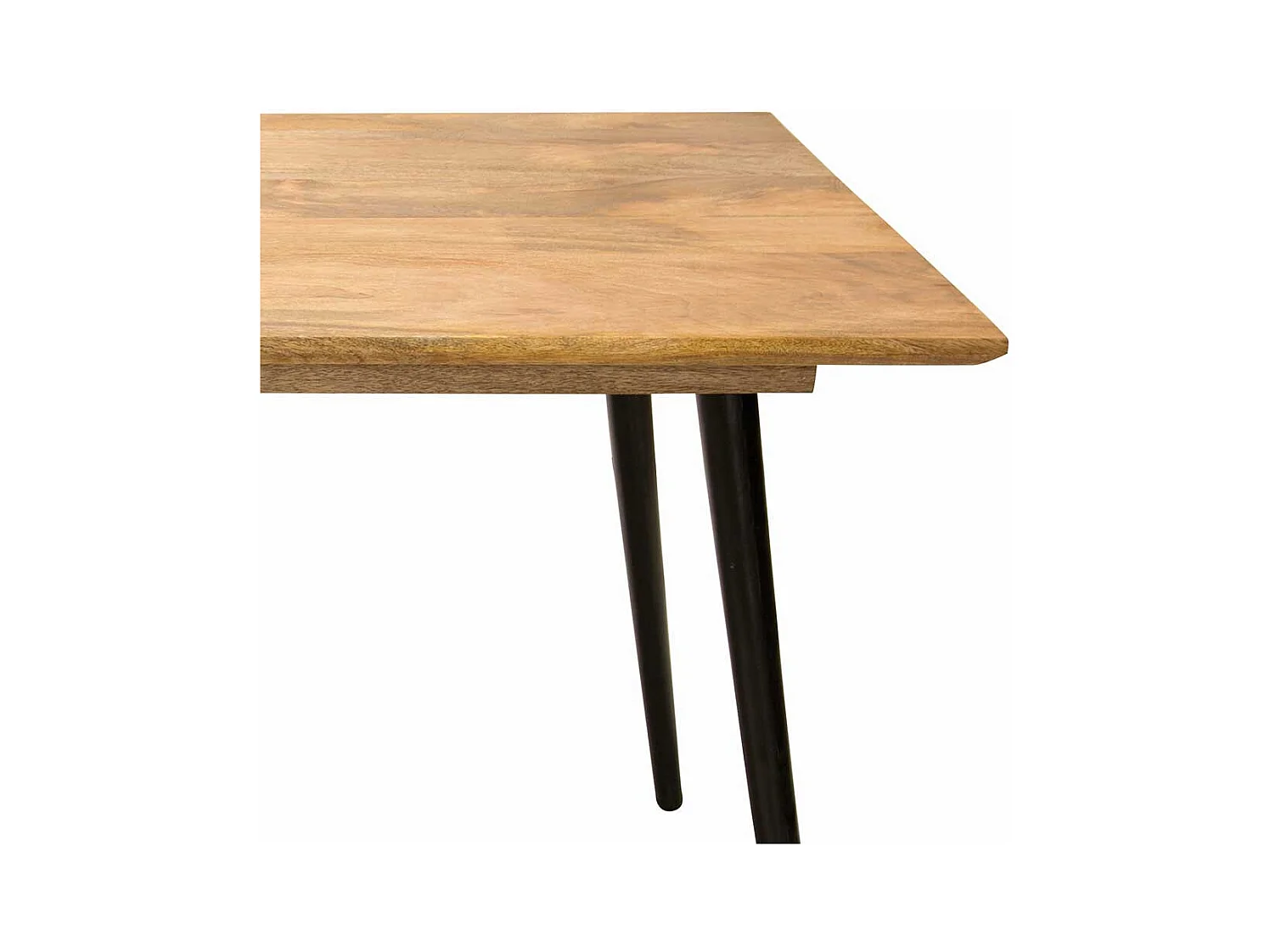 Esszimmer Tisch aus Mangobaum Massivholz und Metall Retro Design