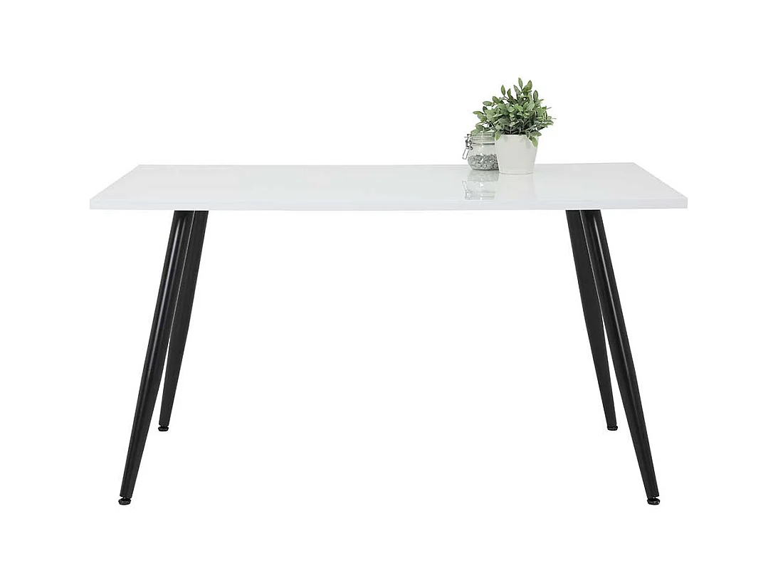 Küchentisch Hochglanz in Weiß und Schwarz Vierfußgestell