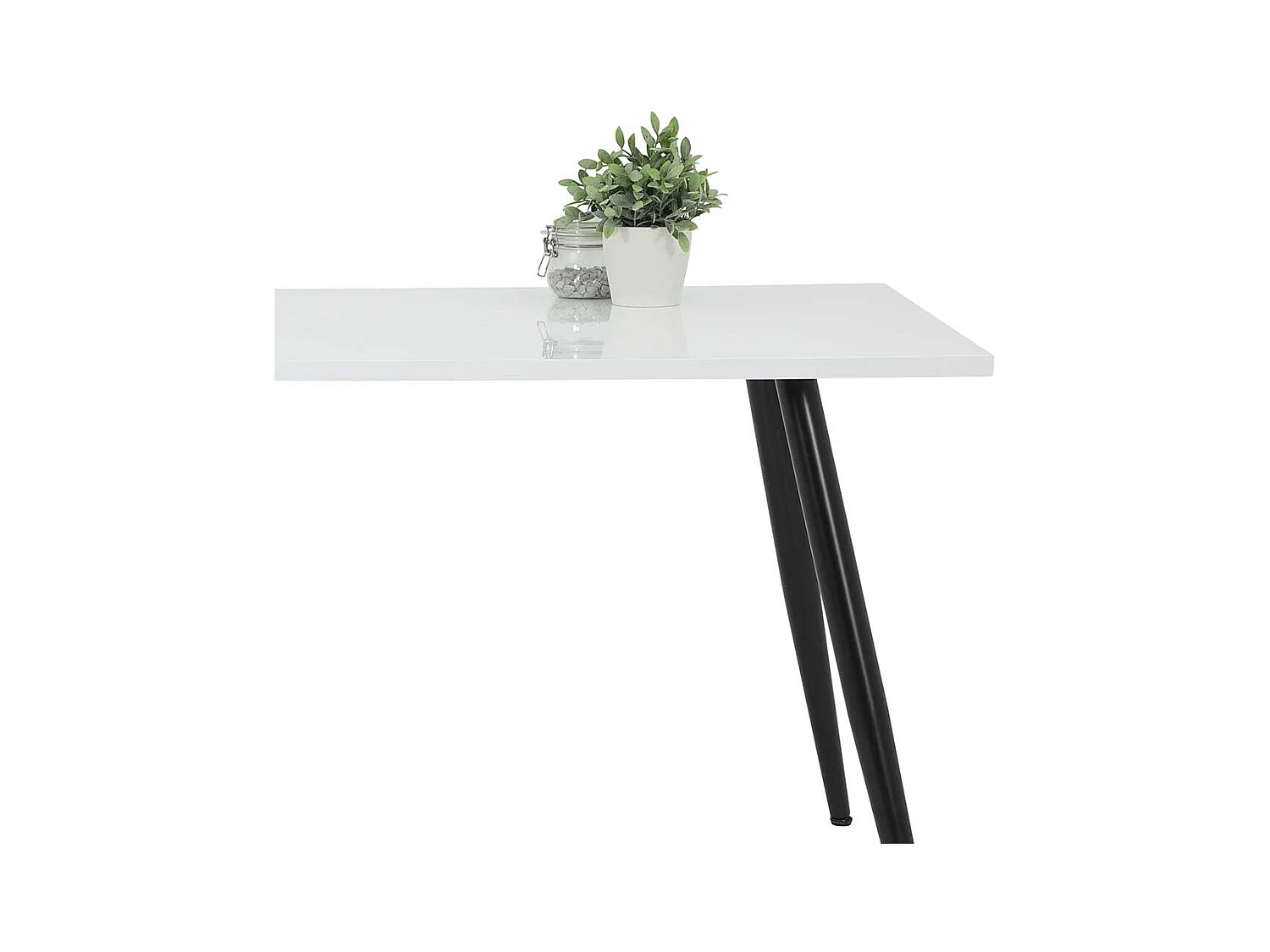 Küchentisch Hochglanz in Weiß und Schwarz Vierfußgestell