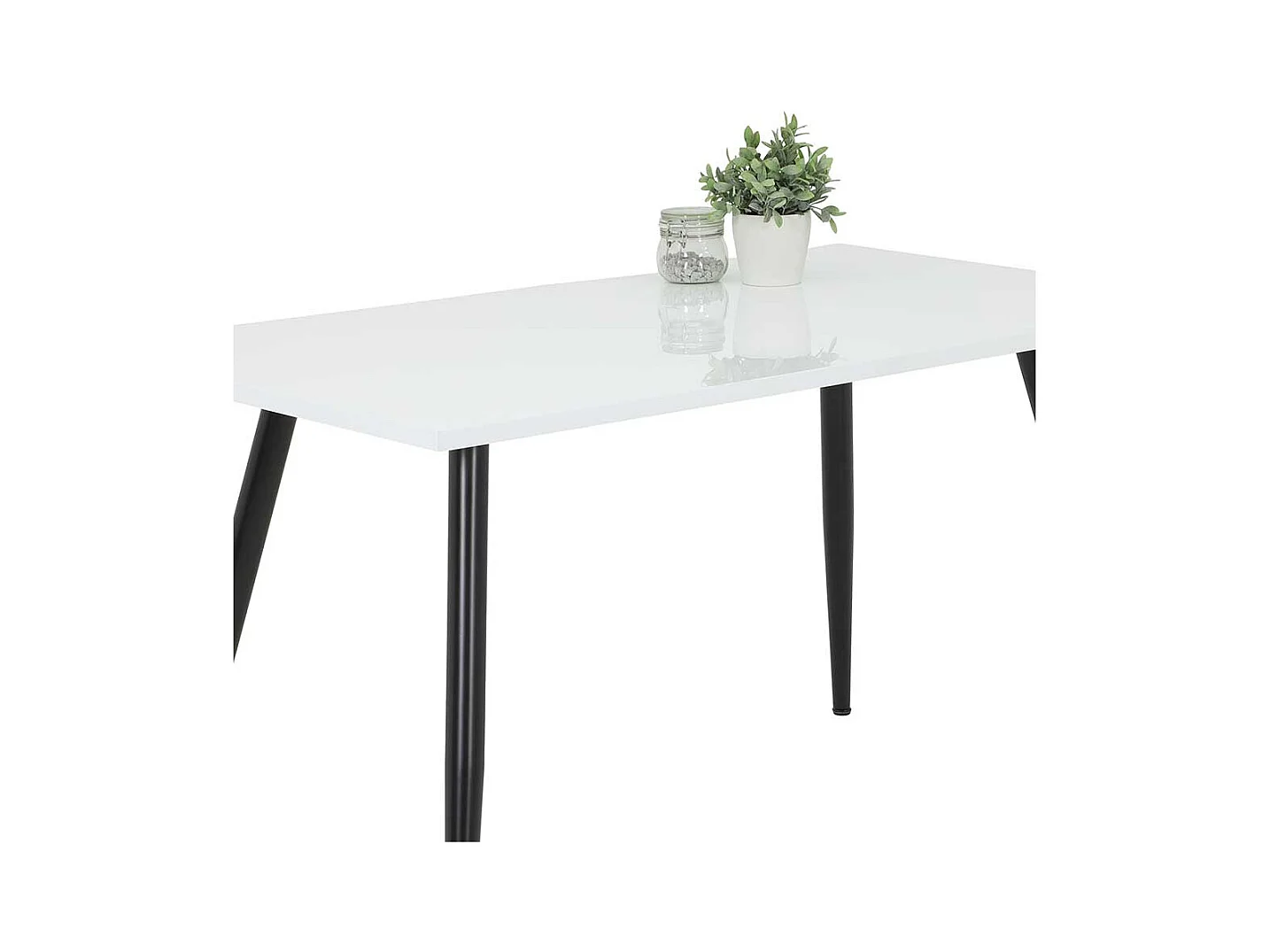 Küchentisch Hochglanz in Weiß und Schwarz Vierfußgestell