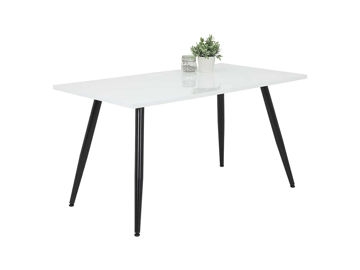 Küchentisch Hochglanz in Weiß und Schwarz Vierfußgestell