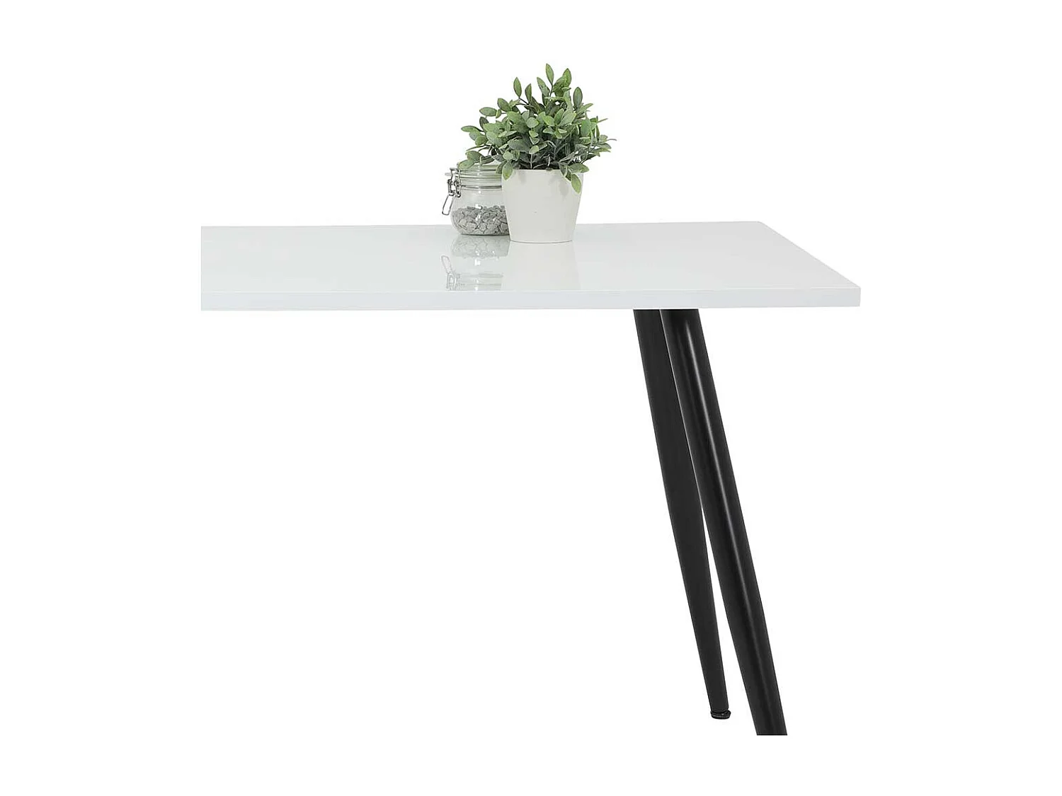 Küchentisch Hochglanz in Weiß und Schwarz Vierfußgestell