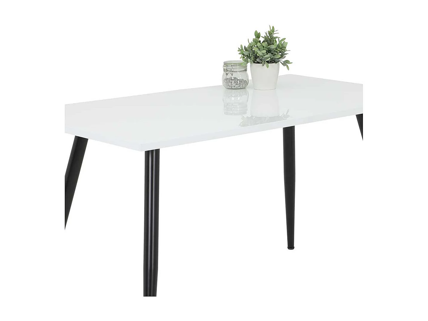 Küchentisch Hochglanz in Weiß und Schwarz Vierfußgestell