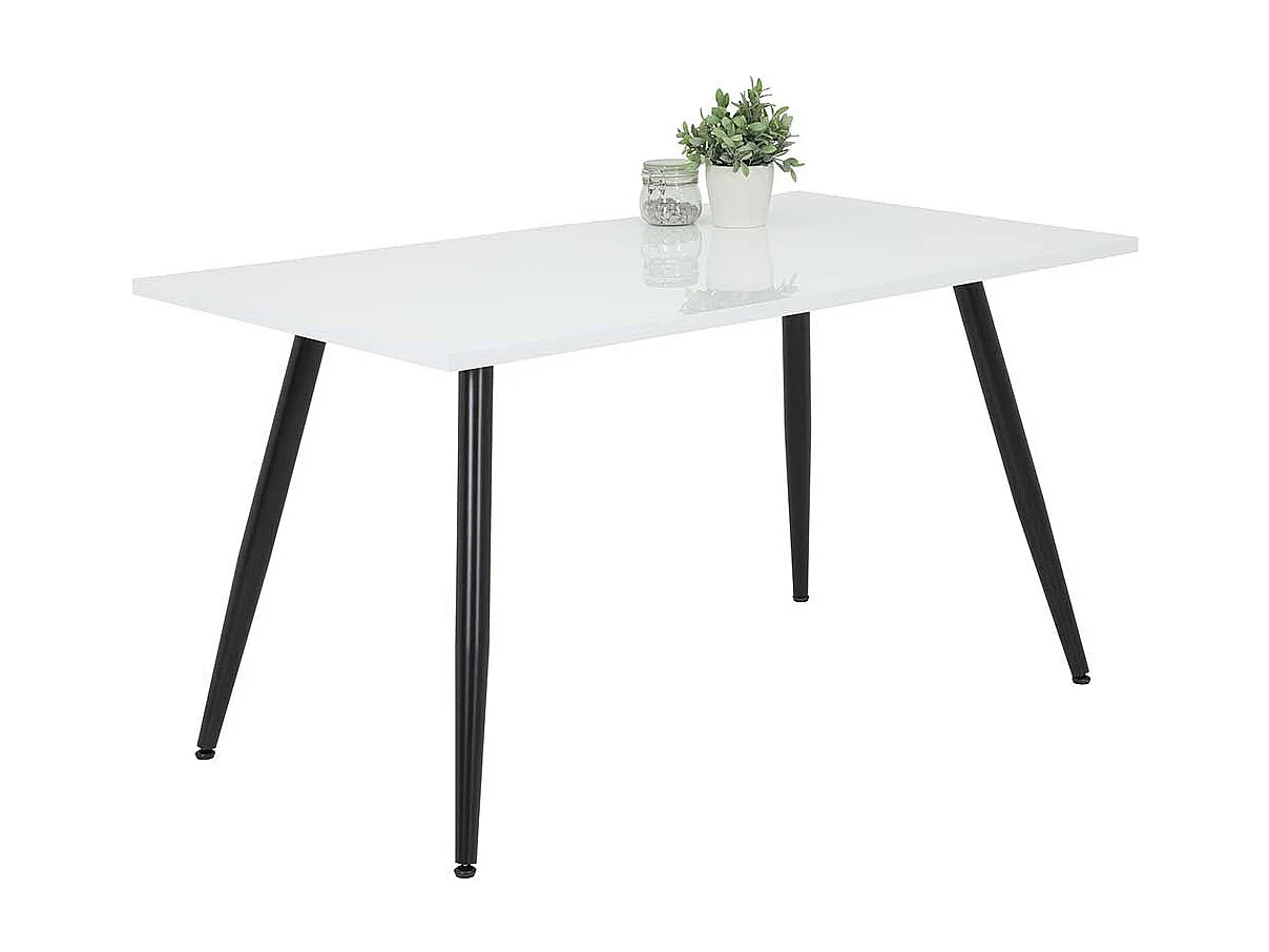 Küchentisch Hochglanz in Weiß und Schwarz Vierfußgestell
