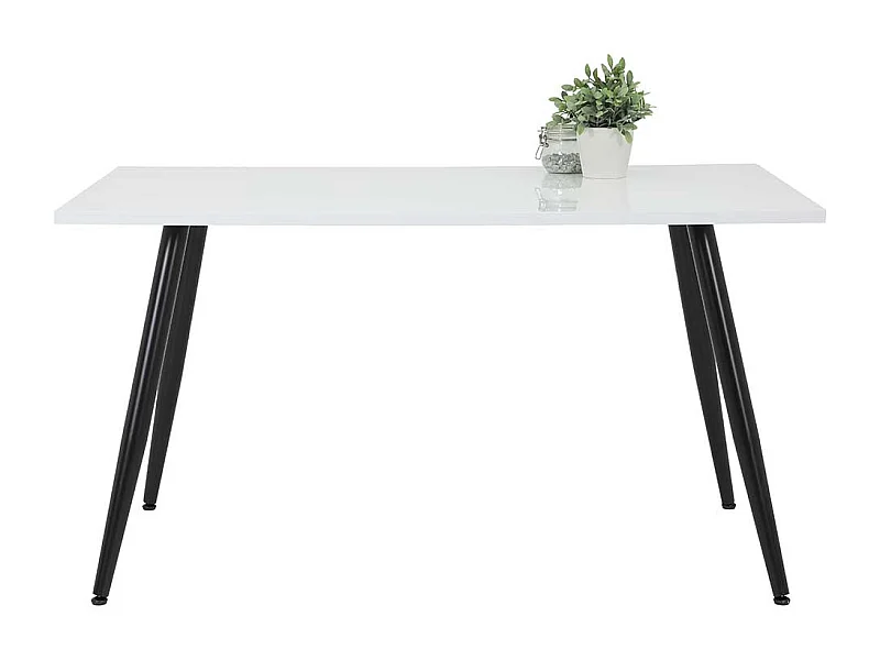 Küchentisch Hochglanz in Weiß und Schwarz Vierfußgestell