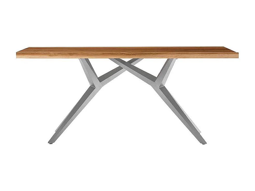 Esstisch in Teak und Altsilberfarben Massivholz und Metall