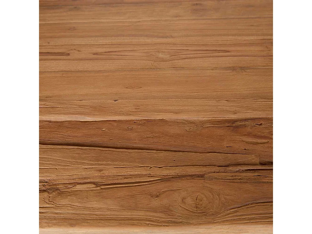 Esstisch in Teak und Altsilberfarben Massivholz und Metall