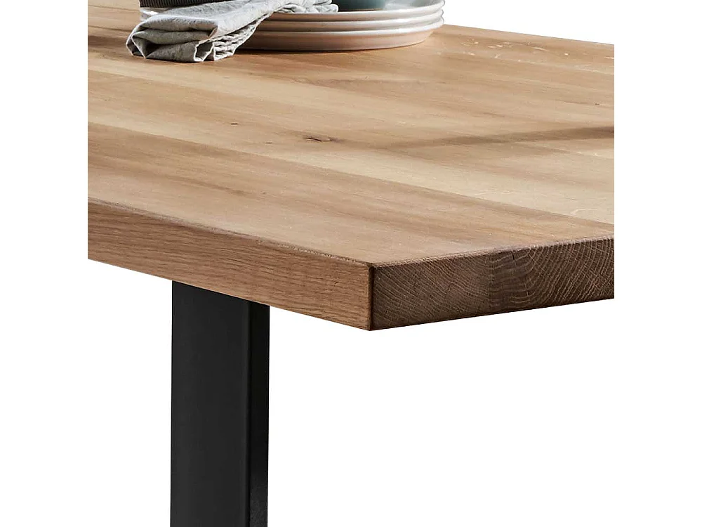 Esszimmertisch aus Wildeiche Massivholz und Stahl Loft Design