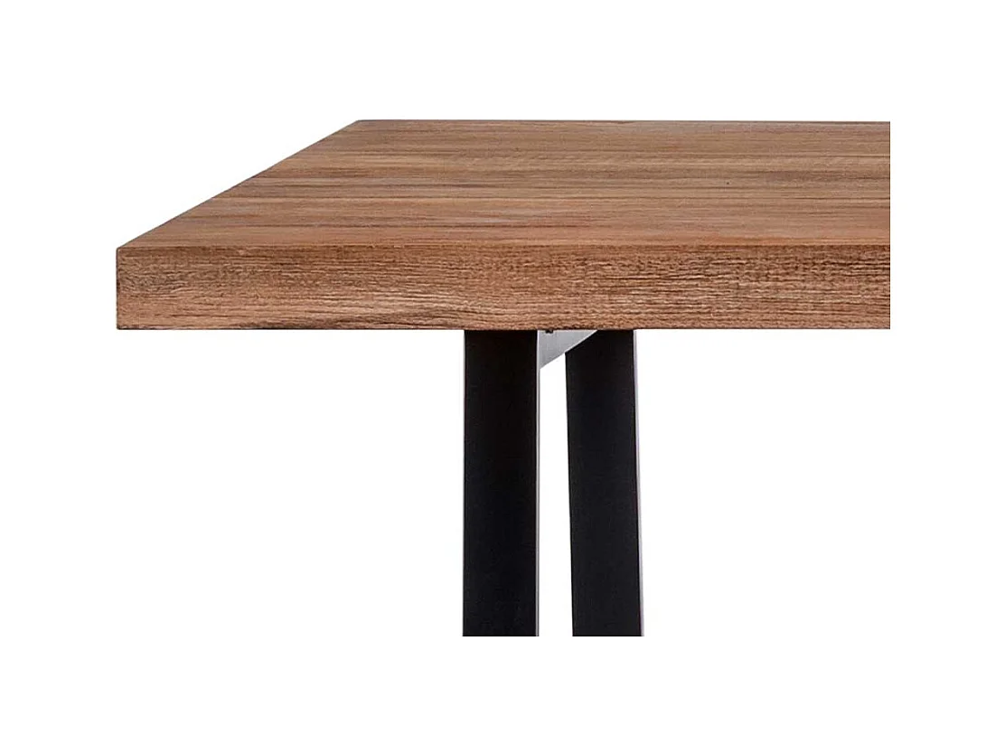 Esszimmer Tisch aus Massivholz und Metall Teakfarben