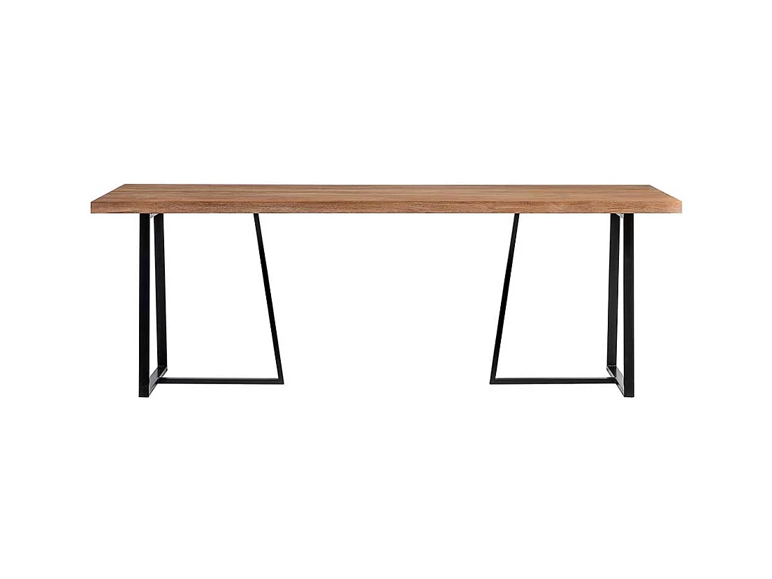 Esszimmer Tisch aus Massivholz und Metall Teakfarben